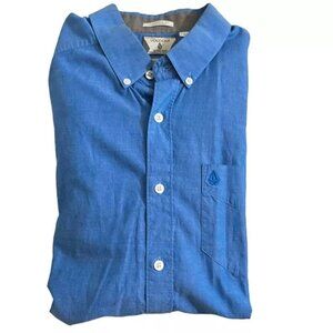 Volcom Men's Shirt L blue long sleeve button down top 100% cotton